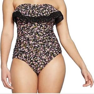 NWT Kona Sol Crochet Flounce Bandeau High Coverage One Piece Swimsuit